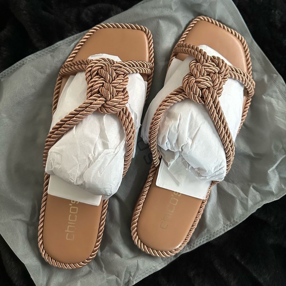 NWT in Box Chico’s Cord Sandals, Natural - Rare Size 10.5